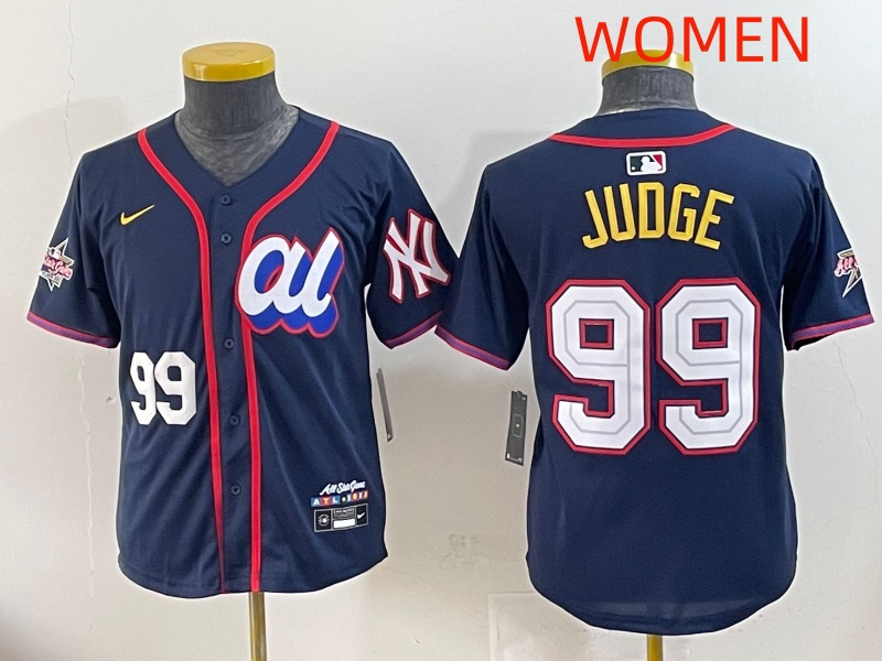 Women 2025 New York Yankees #99 Judge Drak Blue All star Blank Blue Nike MLB Jersey style 2